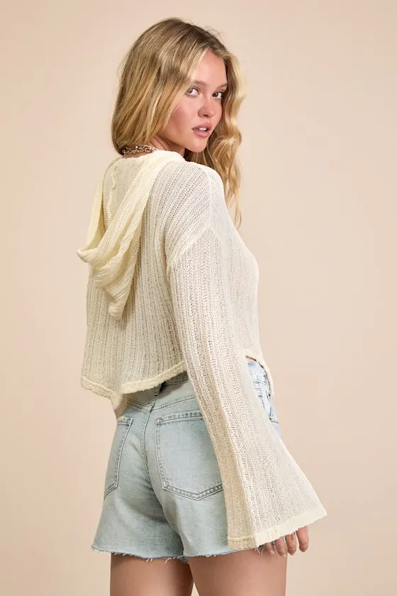 Tesni Cream Hooded Pullover Cropped Sweater sold by Lulus product image thumbnail 2