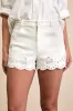 Zillah Ivory Twill Eyelet Embroidered Scalloped Shorts sold by Lulus