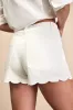 Zillah Ivory Twill Eyelet Embroidered Scalloped Shorts sold by Lulus