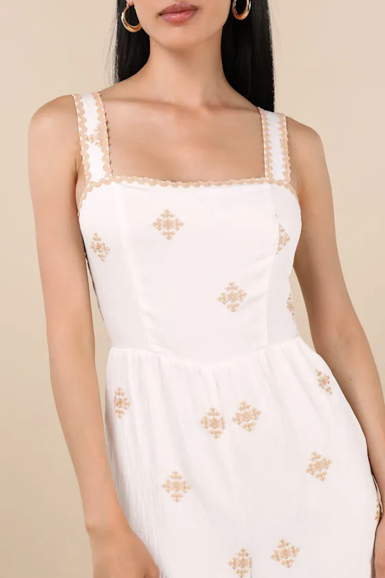 Arwen Ivory Embroidered Wide-Leg Jumpsuit sold by Lulus product image thumbnail 4