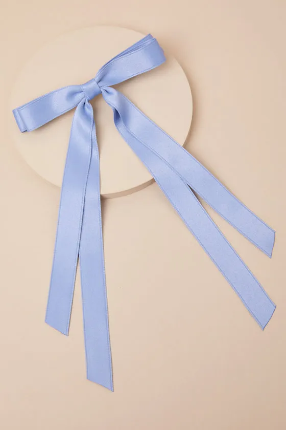 Charice Blue Long Ribbon Bow Hair Clip sold by Lulus product image thumbnail 2