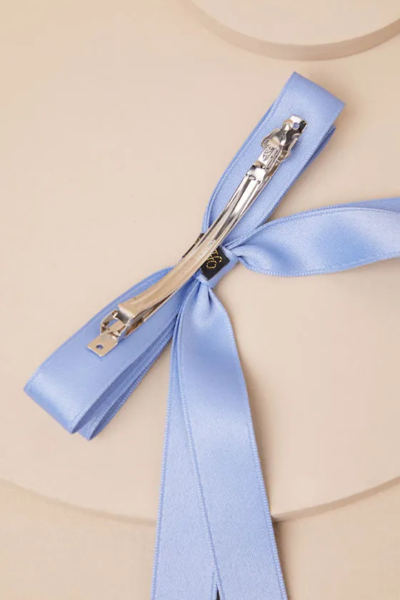 Charice Blue Long Ribbon Bow Hair Clip sold by Lulus product image thumbnail 4