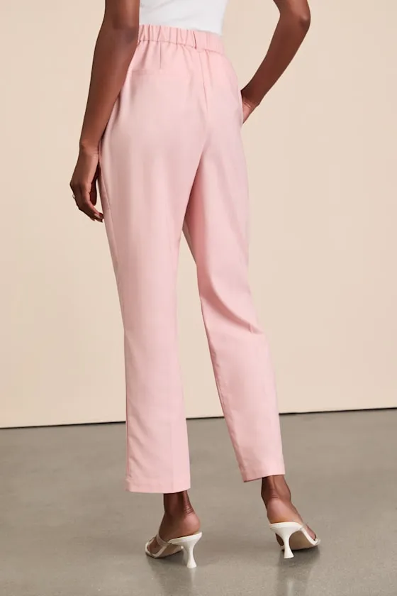 Sophisticated Company Light Pink Linen Straight Leg Trousers sold by Lulus product image thumbnail 3
