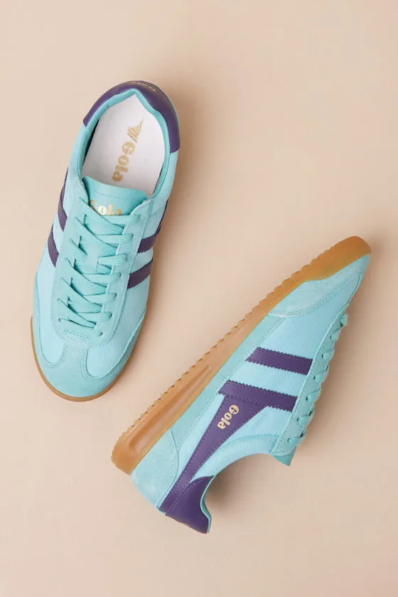 Tornado Sea Mist and Plum Color Block Suede Leather Sneakers sold by Lulus product image thumbnail 2