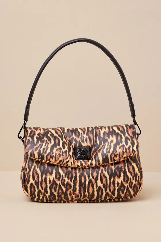 Puffed Flap Brown Leopard Print Shoulder Bag sold by Lulus