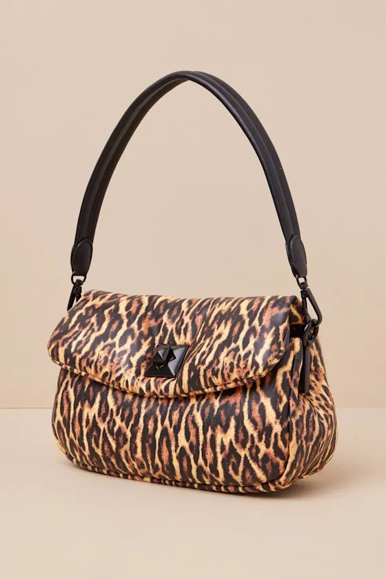 Puffed Flap Brown Leopard Print Shoulder Bag sold by Lulus product image thumbnail 2