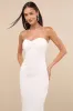Basilia White Ribbed Strapless Midi Dress sold by Lulus