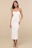 Basilia White Ribbed Strapless Midi Dress sold by Lulus