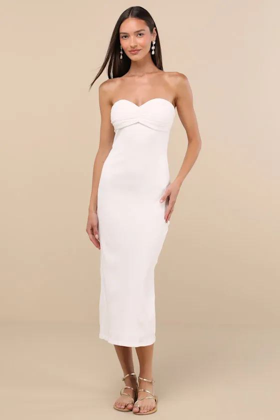 Basilia White Ribbed Strapless Midi Dress sold by Lulus product image thumbnail 2