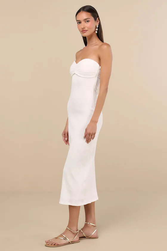Basilia White Ribbed Strapless Midi Dress sold by Lulus product image thumbnail 3