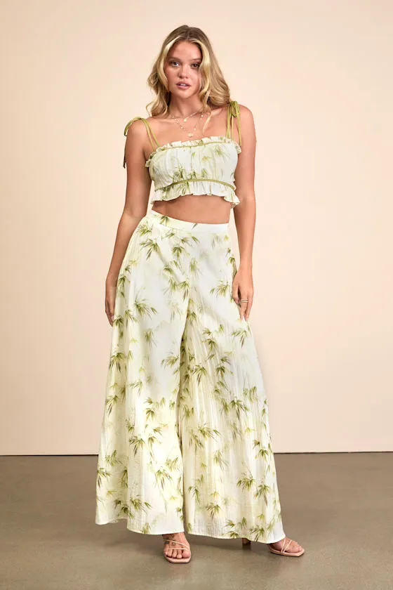 Alvima Beige Multi Leaf Print Tie-Strap Cami Top sold by Lulus product image thumbnail 3