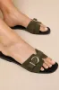 Edetta Olive Suede Buckle Slide Sandals sold by Lulus