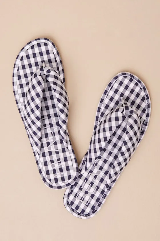Gidget Navy Gingham Puffy Flip Flop Sandals sold by Lulus product image thumbnail 2