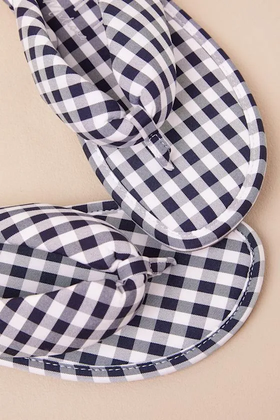 Gidget Navy Gingham Puffy Flip Flop Sandals sold by Lulus product image thumbnail 3