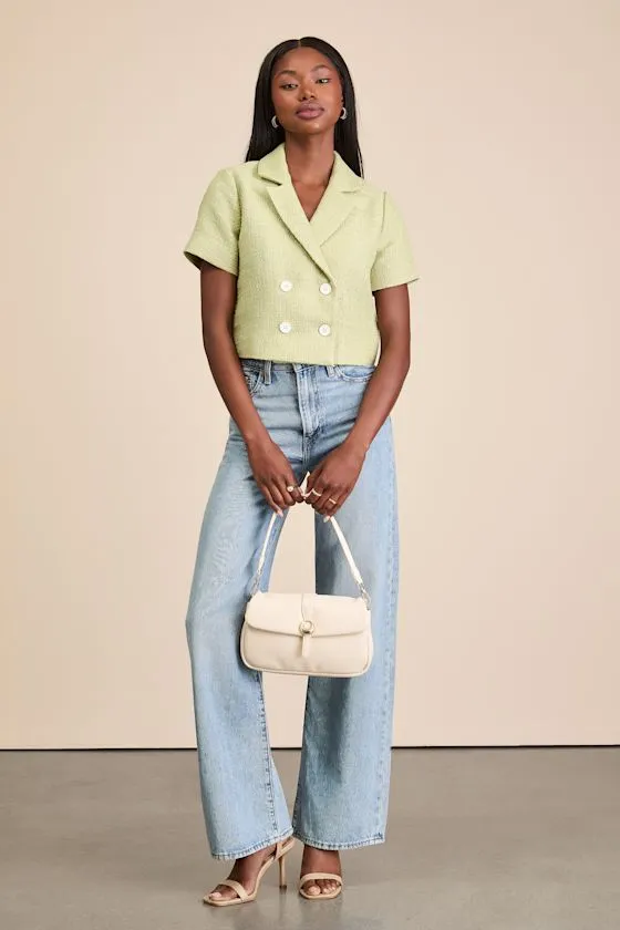 Cassiana Lime Green Double-Breasted Short Sleeve Blazer sold by Lulus product image thumbnail 2