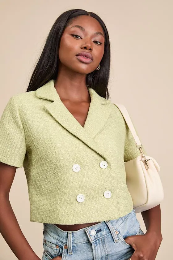 Cassiana Lime Green Double-Breasted Short Sleeve Blazer sold by Lulus product image thumbnail 4