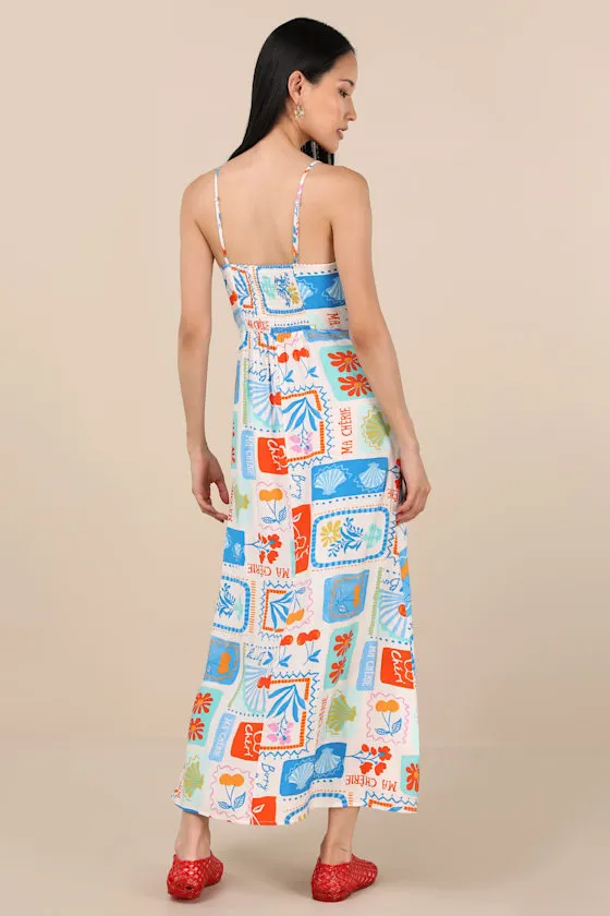 Sanya Ivory Multi Print Button-Front Sleeveless Midi Dress sold by Lulus product image thumbnail 2