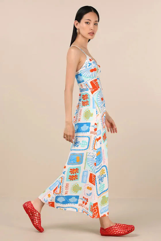 Sanya Ivory Multi Print Button-Front Sleeveless Midi Dress sold by Lulus product image thumbnail 3