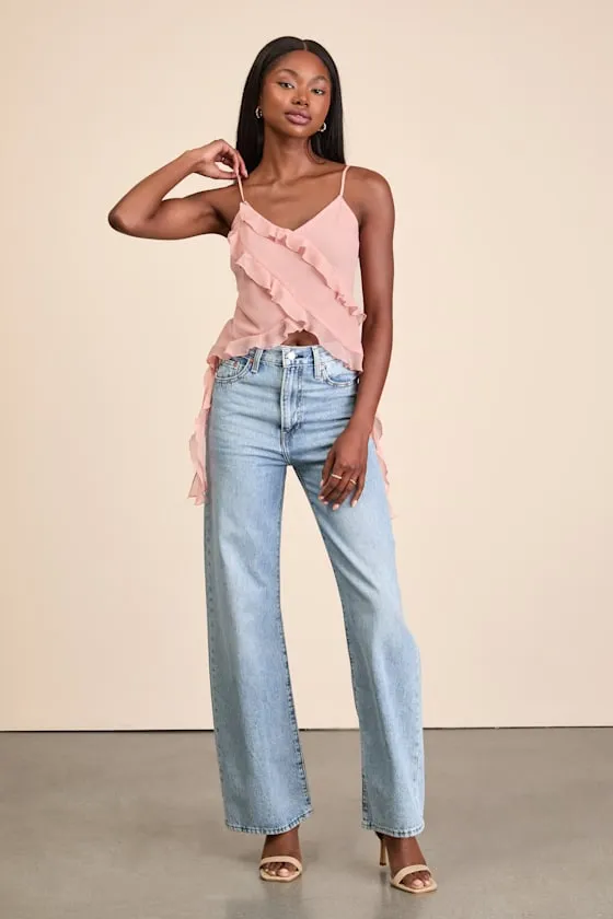 Luscinia Light Pink Textured Ruffled Cami Top sold by Lulus product image thumbnail 4