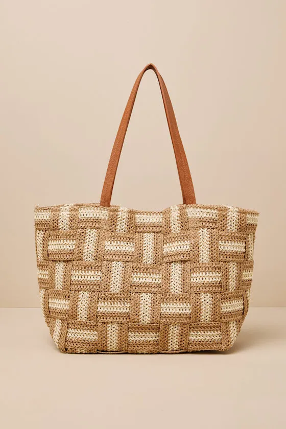 Mare Beige and Tan Woven Straw Oversized Tote sold by Lulus product image thumbnail 2