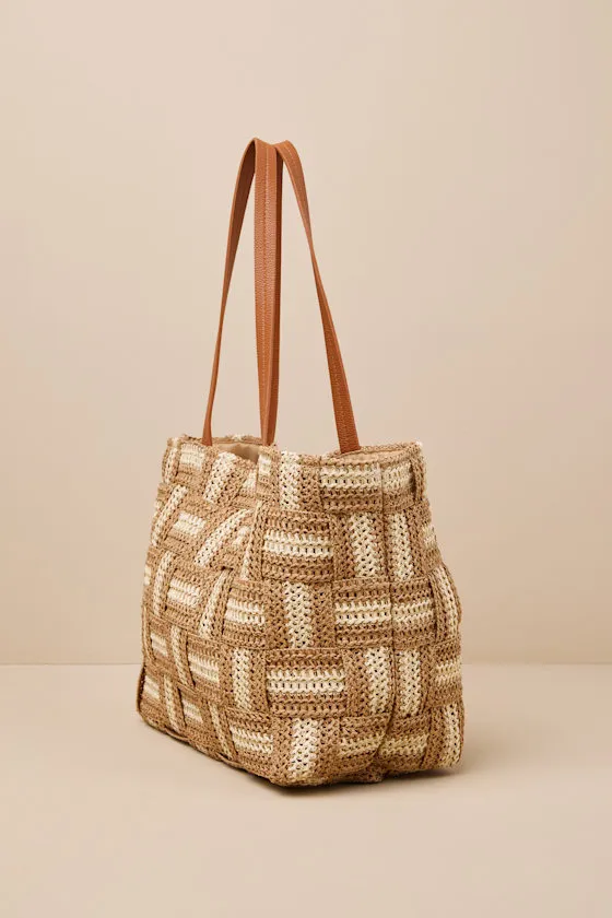 Mare Beige and Tan Woven Straw Oversized Tote sold by Lulus product image thumbnail 4