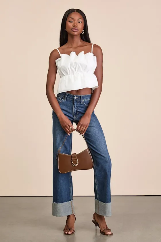 Elaia White Poplin Gathered Peplum Cami Top sold by Lulus product image thumbnail 3
