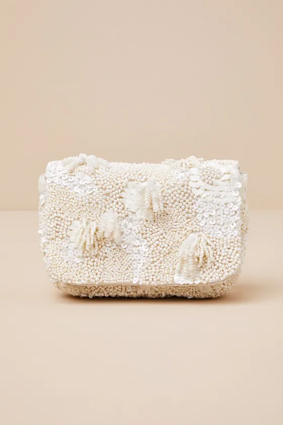 Ottilia Cream Beaded Sequin Clutch sold by Lulus product image thumbnail 2