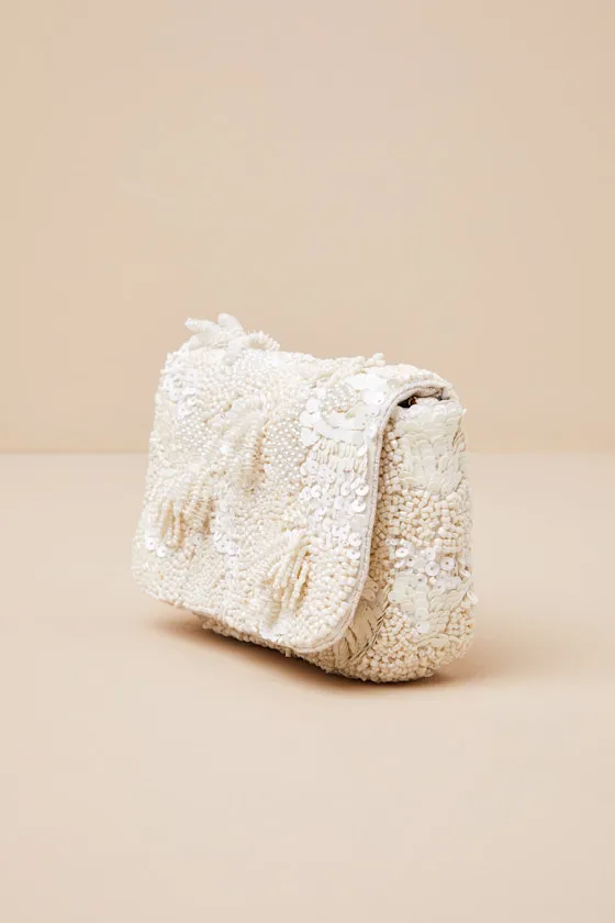 Ottilia Cream Beaded Sequin Clutch sold by Lulus product image thumbnail 3