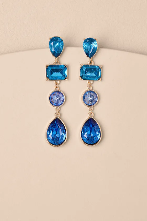 Lane Blue Rhinestone Drop Earrings sold by Lulus product image thumbnail 2