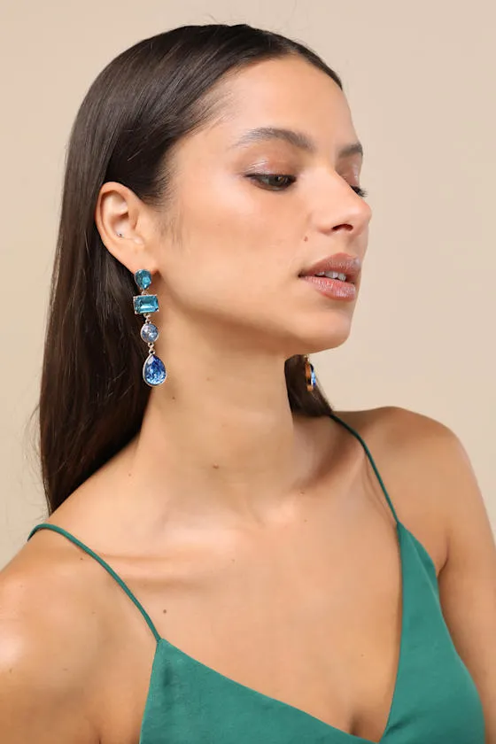 Lane Blue Rhinestone Drop Earrings sold by Lulus product image thumbnail 3