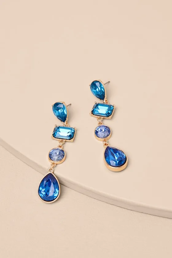 Lane Blue Rhinestone Drop Earrings sold by Lulus product image thumbnail 4