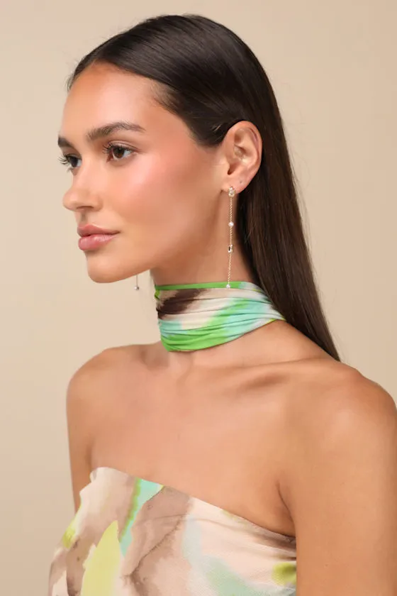 Astrielle Gold Rhinestone and Pearl Drop Earrings sold by Lulus product image thumbnail 3