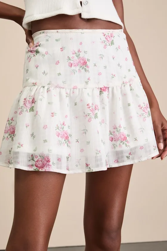 Tullia Ivory Floral Chiffon Mini Skirt sold by Lulus product image thumbnail 2