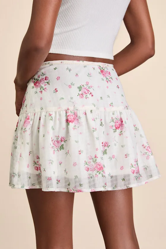 Tullia Ivory Floral Chiffon Mini Skirt sold by Lulus product image thumbnail 3