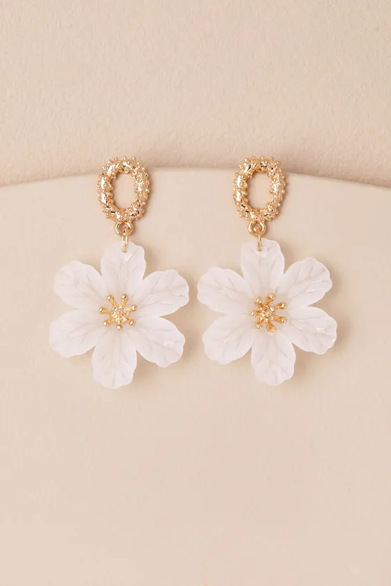 Edlyn White Flower Statement Earrings sold by Lulus product image thumbnail 2