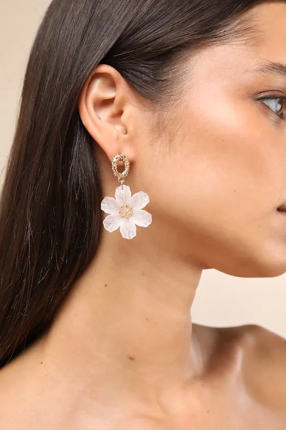 Edlyn White Flower Statement Earrings sold by Lulus product image thumbnail 3
