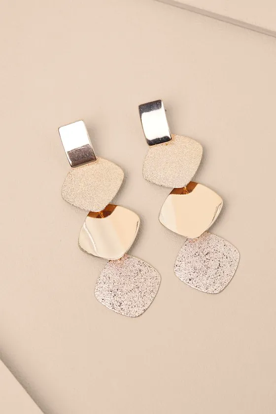 Sharley Gold Drop Statement Earrings sold by Lulus product image thumbnail 4