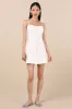 Blakely White Ditsy Floral Twill Button-Front Mini Dress sold by Lulus