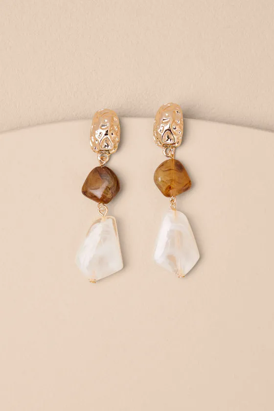 Jestina Gold Stone Drop Earrings sold by Lulus product image thumbnail 2