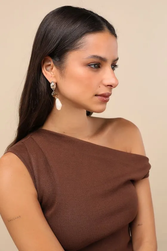 Jestina Gold Stone Drop Earrings sold by Lulus product image thumbnail 3
