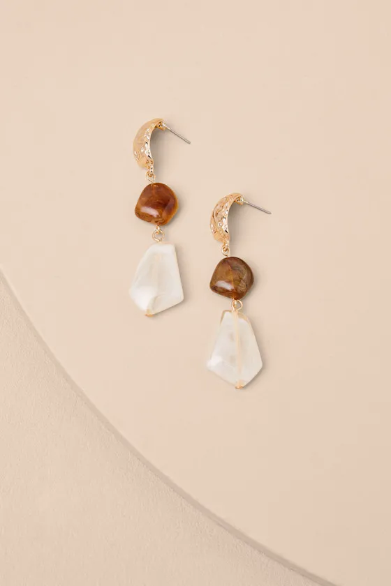 Jestina Gold Stone Drop Earrings sold by Lulus product image thumbnail 4
