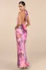 Lashay Purple and Pink Floral Satin Halter Mermaid Maxi Dress sold by Lulus