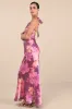 Lashay Purple and Pink Floral Satin Halter Mermaid Maxi Dress sold by Lulus