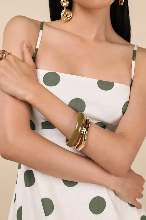 Eislyn Gold and Tan Acrylic Bangle Set sold by Lulus