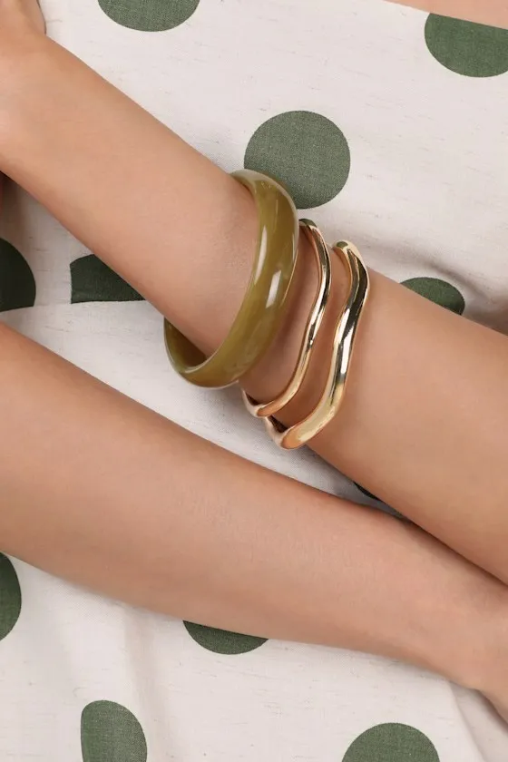 Eislyn Gold and Tan Acrylic Bangle Set sold by Lulus product image thumbnail 3