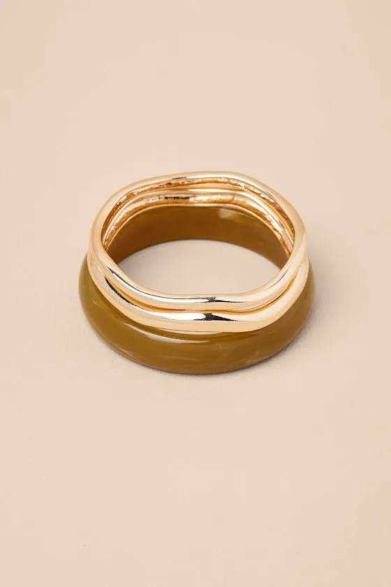 Eislyn Gold and Tan Acrylic Bangle Set sold by Lulus product image thumbnail 4