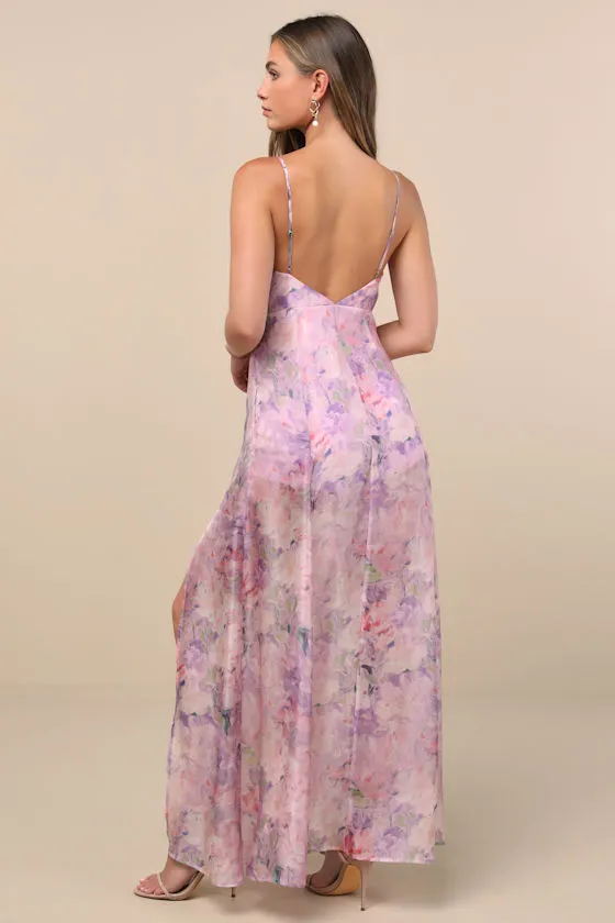 Damani Lavender Floral Backless Maxi Dress sold by Lulus product image thumbnail 2