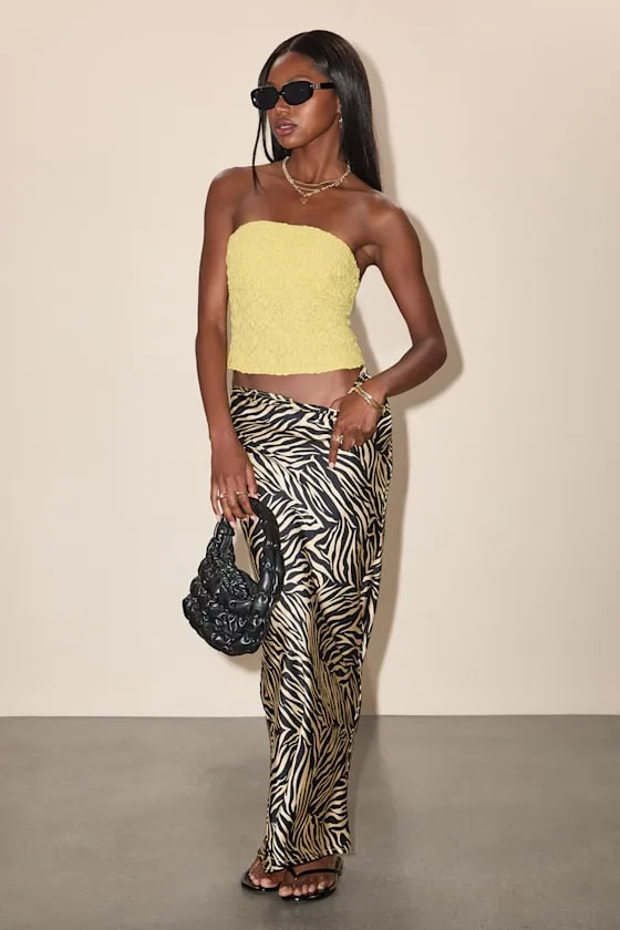 Damia Chartreuse Jacquard Knit Strapless Crop Top sold by Lulus product image thumbnail 4