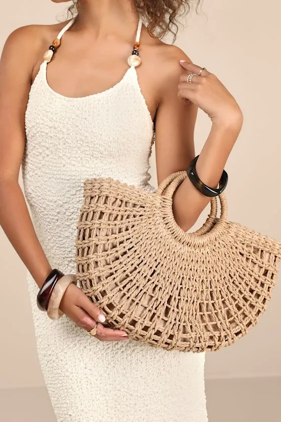 Mihaila Tan Woven Basket Tote sold by Lulus
