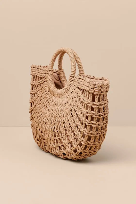 Mihaila Tan Woven Basket Tote sold by Lulus product image thumbnail 4